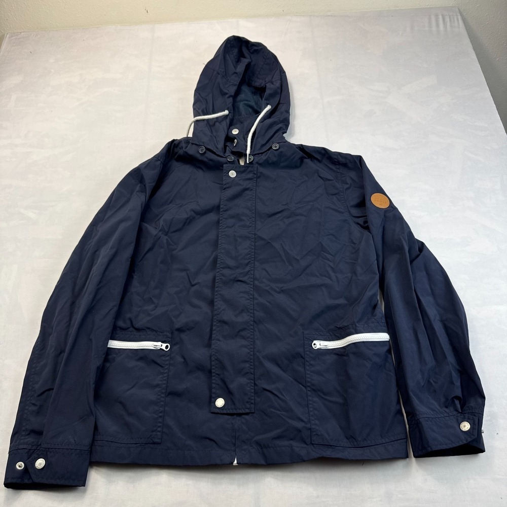 Native Youth Hooded Jacket Mens Large Blue Lined Lightweight Snap Inside Zip